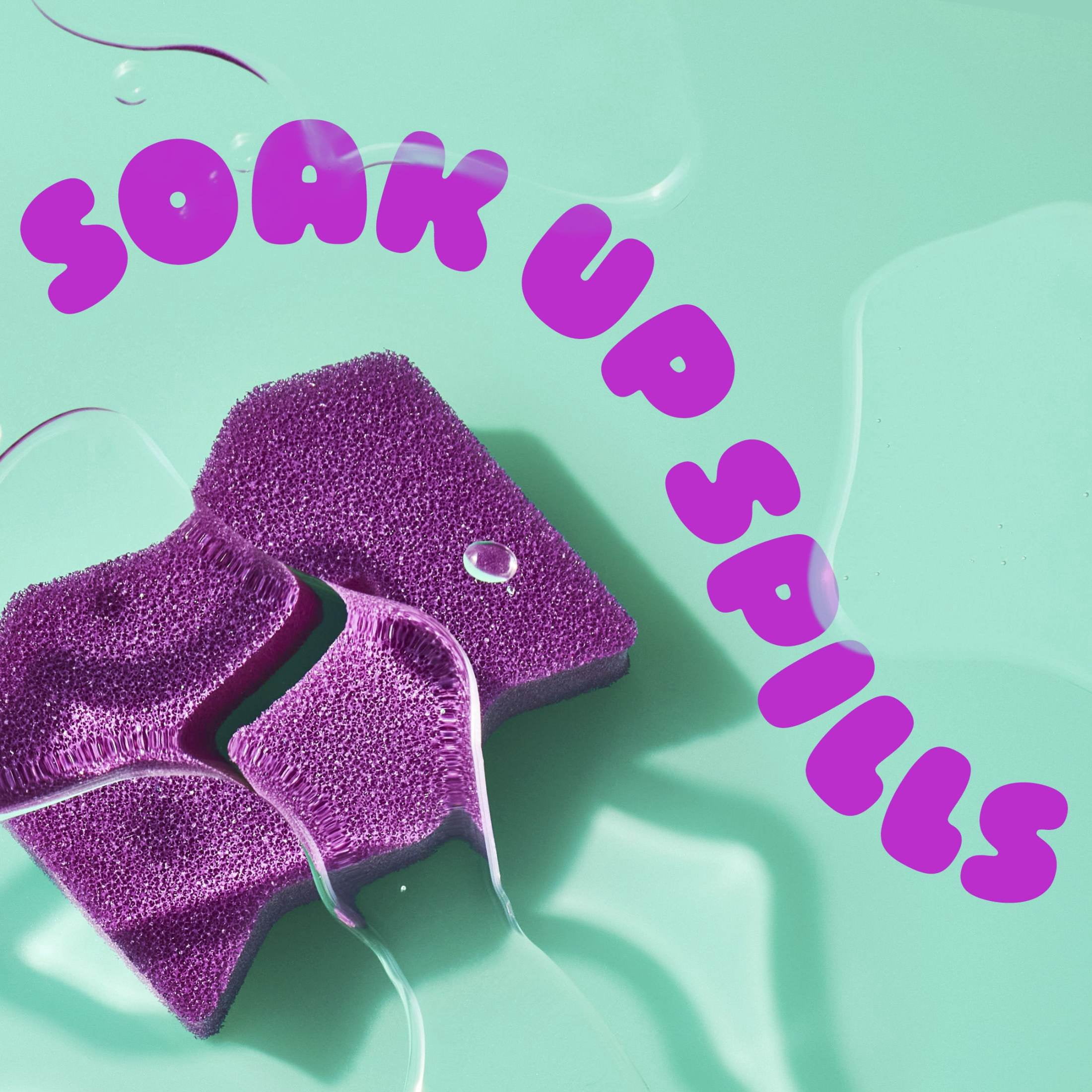 Brite by Scotch-Brite 2-Sided Scrub & Wipe, Scrubbing Kitchen and Dish Sponge, Fuchsia Frenzy, 1 Scrub Sponge