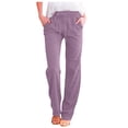 thumbnail image 4 of Vividxx Pants For Women High Waisted Wide Leg Pants Casual Drawstring Elastic Trousers Comfy Straight Leg Long Pants With Pockets Vacation Trousers, 4 of 4