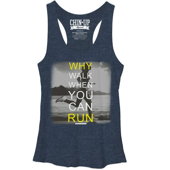 Women's CHIN UP Runner  Racerback Tank Top Navy Heather X Large