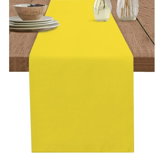 Yellow Table Runner Pure Yellow Tablerunners 14 x 72 Inch, Table Decorations Tabletop Scarf for Summer Gathering Holiday Farmhouse Kitchen Dining Decor