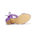thumbnail image 5 of BLISSFUL STEP Women's Shoes Faux Suede Lace Up Block Heel Slingback Open Toe Sandals Purple 9, 5 of 7