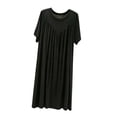 thumbnail image 2 of Hilenly Womens Nightgown Short Sleeve Sleepwear Comfy Sleepshirts Pleated Crewneck Nightshirt Comfy House Dress, 2 of 7