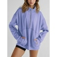 thumbnail image 2 of Women's Half Zip Sweatshirts Fleece Stand Collar Long Sleeve Thumb Hole Oversized Pullovers with Pockets, 2 of 5