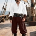 thumbnail image 2 of Stamzod 3 Piece Halloween Men Outfits Long Sleeve Pirate Shirts Jogger Pants with Viking Belt Renaissance Medieval Costume Matching Set, 2 of 9