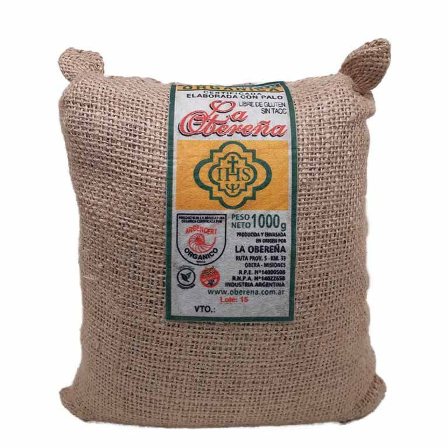 La Obereña Yerba Mate 1kg - Organic Yerba Mate Loose Leaf Tea – Traditional South American Infusion, Gluten-Free, Chemical-Free - Certified Organic, Made in Argentina