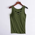thumbnail image 6 of Women's Criss-Cross V Neck Tank Top with Built-in Bra and Padded Support Featuring Soft Stretchy Fabric Army Green L, 6 of 7