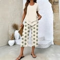 thumbnail image 2 of Capri Sets 2 Piece Plus Size Summer Outfits Asymmetric Top with Wide-Leg Cropped Pants, 2 of 6