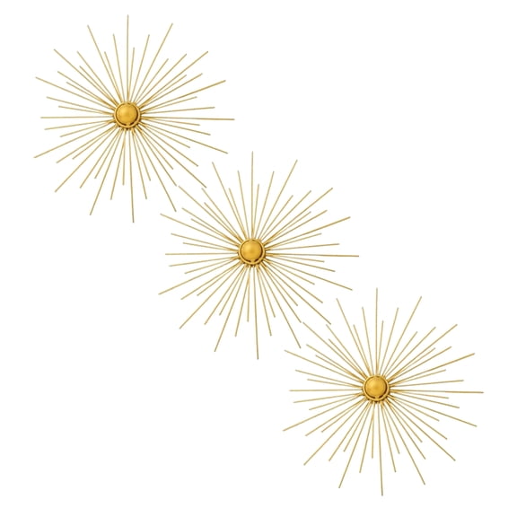 FOMIYES 3Pcs Plated Gold Sunburst Wall Decor Set Abstract Metal Floral Sculpture for Living Room Bedroom Entryway