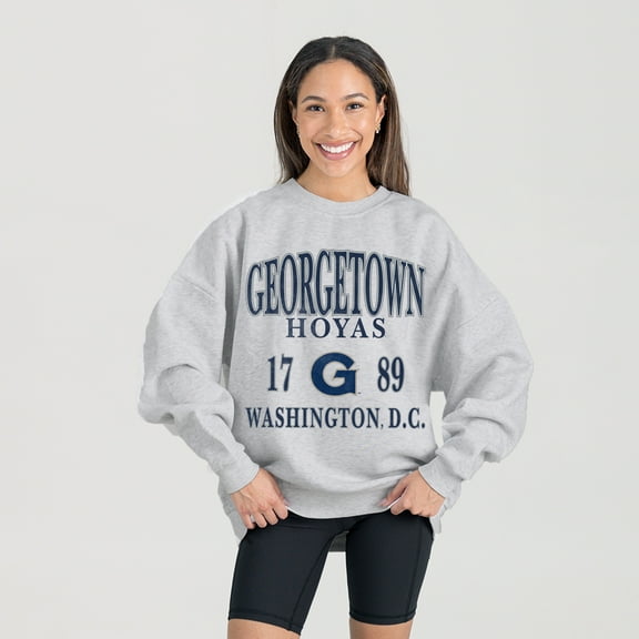 Women's Gameday Couture Ash Georgetown Hoyas Premium Fleece Pullover Sweatshirt