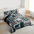 thumbnail image 3 of Rustic Farmhouse Bedding Sets Hunting Wolf Bear Deer Bed Comforter Set King,Black Teal Grey Buffalo Plaid Cabin Comforter Set For Camping Woodland Wildlife Bed Set Adults, 3 of 7