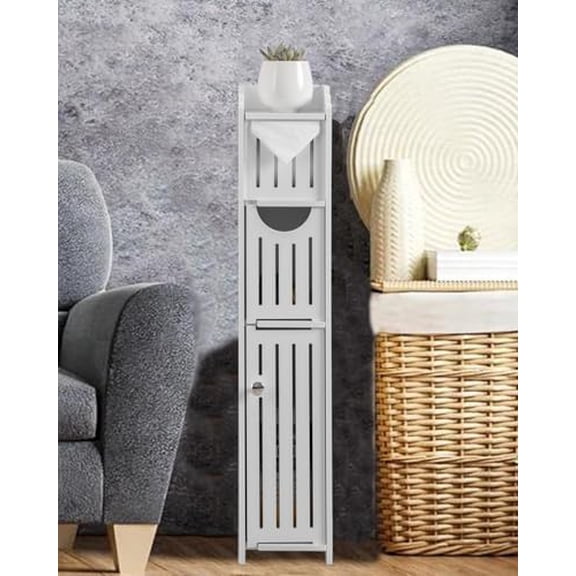 Bathroom Storage Cabinet: Small Bathroom Storage Cabinet - Toilet Paper Holder Fit for Mega Roll,White