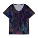 thumbnail image 4 of Blusa estampada de verano para mujer, camisetas casuales de manga corta con cuello en V, camisetas Pompotops  hkajfhjk472090, 4 of 5