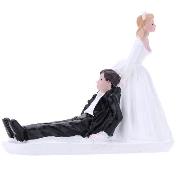 Adorno para tartas Anself de resina sintética para novia y novio