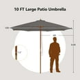 thumbnail image 3 of Costway 10FT Patio Wooden Market Table Umbrella Pulley with 8 Bamboo Ribs Sunshade Canopy Gray, 3 of 10