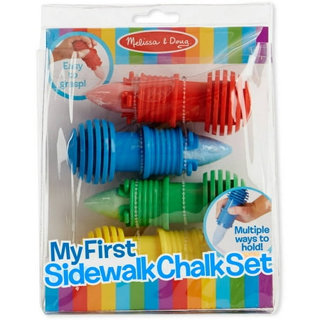 Melissa & Doug My First Sidewalk Chalk Set With Holders - 4 Chalk Sticks and 4 Holders