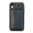 thumbnail image 6 of for iPhone XR Wallet Case with Card Slots, Hand Wrist Strap Rotate Ring Design, Finger Grip Ring PU Leather Magnetic Button Shockproof Purse Phone Cover for iPhone XR, Blue, 6 of 7