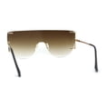 thumbnail image 2 of Minimalist Rimless Flat Top Mono Block Lens Premium Optical Quality Sunglasses Gold Brown, 2 of 4