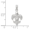 thumbnail image 2 of 14k White Gold Solid Polished Finish Concave Shape Small Size Fleur-De-Lis Design Charm Pendant, 2 of 2