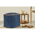 thumbnail image 2 of LR Home Square Blue Braided Cotton and Jute Pouf Ottoman, 18" H x 18" W, 2 of 6
