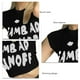 thumbnail image 5 of Ficarrico Camisa Corta para Mujer Cuello Redondo Top Adelgazante Manga Corta Letra Impresa Top Verano Simple Casual Top Negro S, 5 of 6