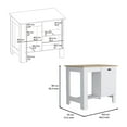 thumbnail image 4 of Knubmt Kitchen Island Table with Cabinet and Shelf, White, 4 of 4