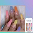 thumbnail image 3 of 48 uds. de uñas, uñas largas y falsas, uñas acrílicas brillantes de color degradado de arco iris, uñas postizas compatibles con mujeres y niñas, arcoíris Afortunado Sencillez, 3 of 5