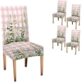 thumbnail image 6 of Parson Chair Covers Stretch Washable Plaid Spring Wildflowers Dining Chair Slipcovers Pink Spandex Removable Chair Protectors Covers for Banquet Ceremony Wedding,Set of 4, 6 of 6