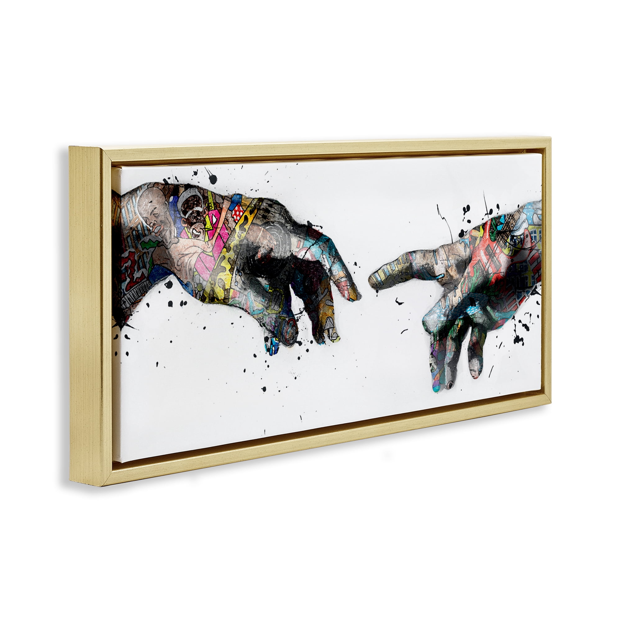 Stupell Industries Classic Creation with Urban Tattoos People Painting Gold Floater Framed Canvas Art Print Wall Art, 25 x 11