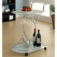 thumbnail image 2 of Kingfisher Lane Glass Top Bar Cart in Chrome and White, 2 of 2