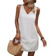 thumbnail image 3 of Jaimenalin Women'S V-Neck Summer Casual Beach Dress Vacation Sleeveless Sundress White Small Flowers L, 3 of 9