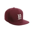 thumbnail image 2 of Daxton Classic Snapback Hat Old English Font Alphabet A to Z Flat Bill Visor Cap, Burgundy Hat, White N, 2 of 3