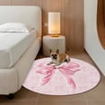 thumbnail image 2 of Pink Bow Round Area Rug 4Ft Washable Circle Rugs for Bedroom Dining Room, Cute Watercolor Girls Cartoon Luxury Non-Slip Carpet Floor Mats Indoor Outdoor Carpet Runner Aesthetic Home Decor, 2 of 8