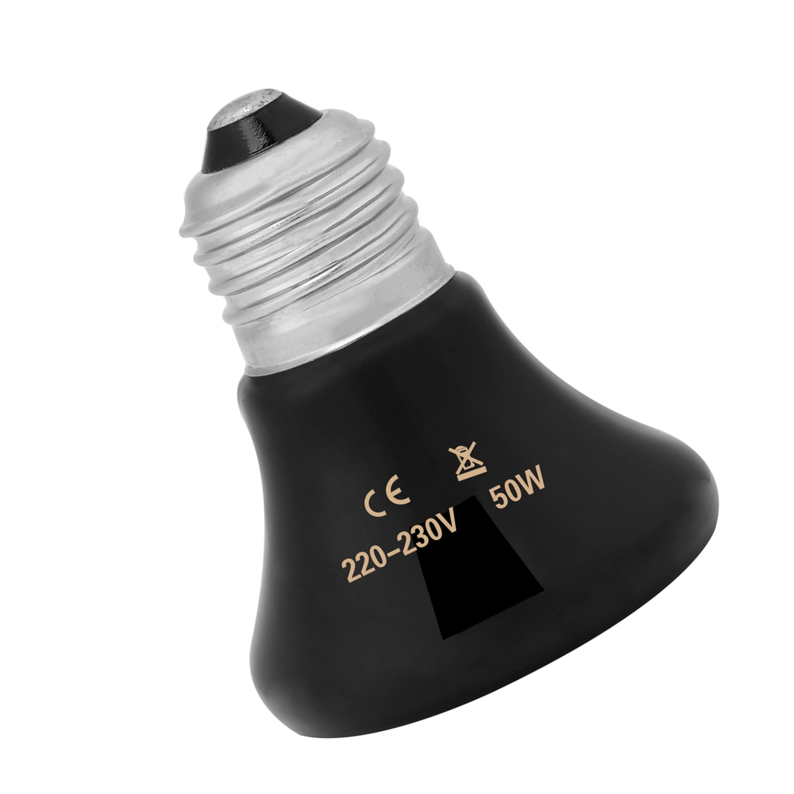 50W Infrared Ceramic Heat Emitter Lamp for Reptile Terrarium, No Light Emitted, 220V Black Heating Bulb