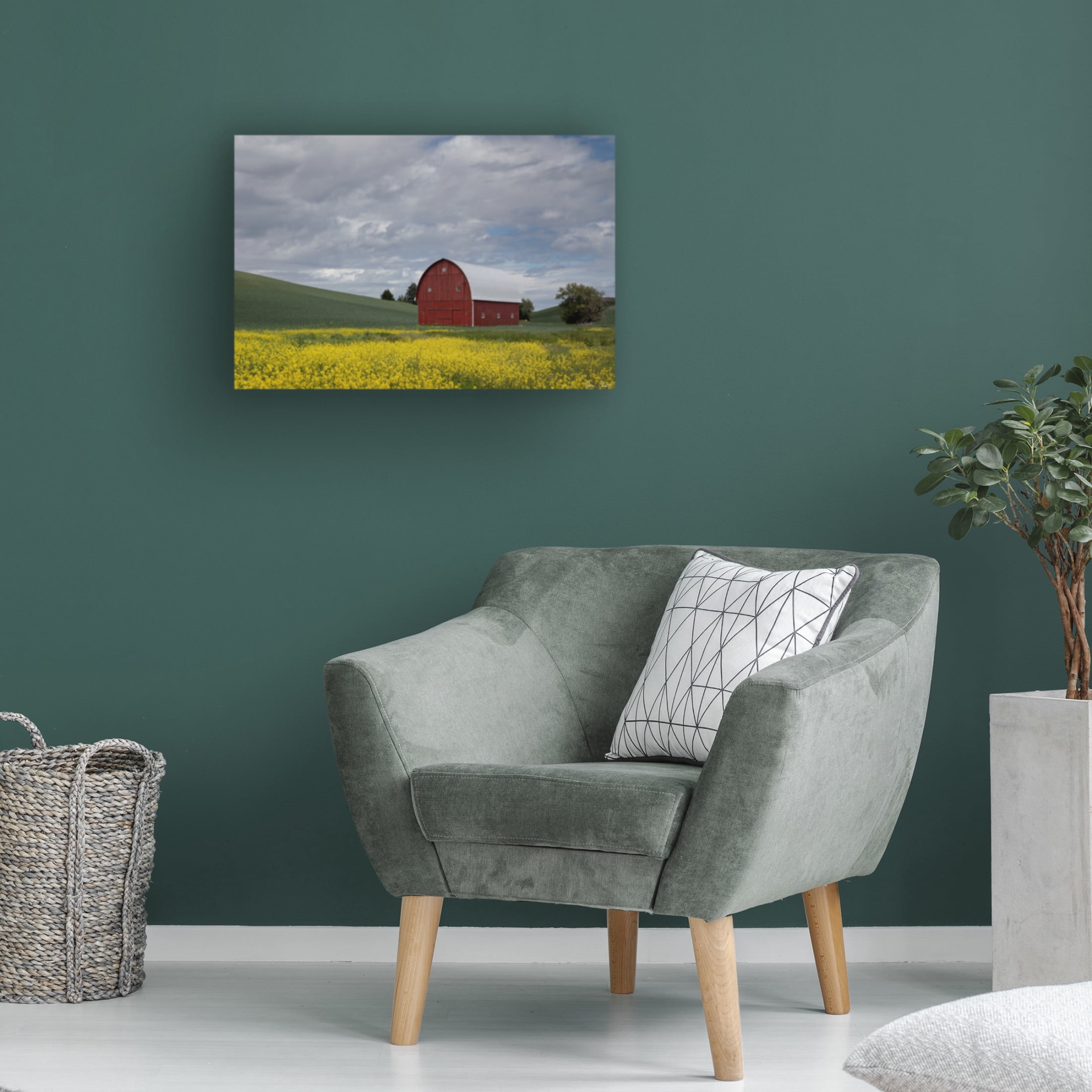 Trademark Fine Art David Drost Palouse Barn and Flowers I Canvas Wall Art