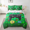 thumbnail image 2 of Homewish Teens Game Gamepad Bedding Comforter Set 7pcs, Video Gaming Gamer King Bedding Sets, Green Square Checkered Reversible Bed Sheets, Ultra Soft Bedroom Decor, 2 of 7
