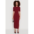 thumbnail image 2 of Womens Ribbed Knit Side Ruch Side Slit Midi Dress, 2 of 4