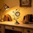 thumbnail image 5 of Hovilon Vintage Floral Table Clock, Silent Non-Ticking Antique Desk Clock, Wrought Iron Butterfly Decorative Ornament for Bedroom Living Room Shelf, Classic Home Decor Centerpiece Gift, Black, 5 of 6