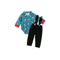 thumbnail image 1 of Seyurigaoka 2Pcs Christmas Baby Boys Overall Set, Santa Claus Romper with Overalls, 1 of 8