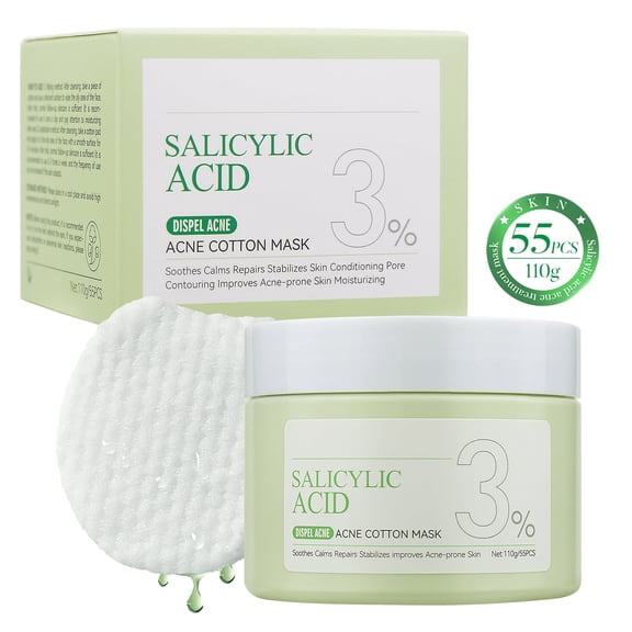 OUKEYA Salicylic Acid 3% Dispel Acne Acne Cotton Mask, 55PCS, 110g