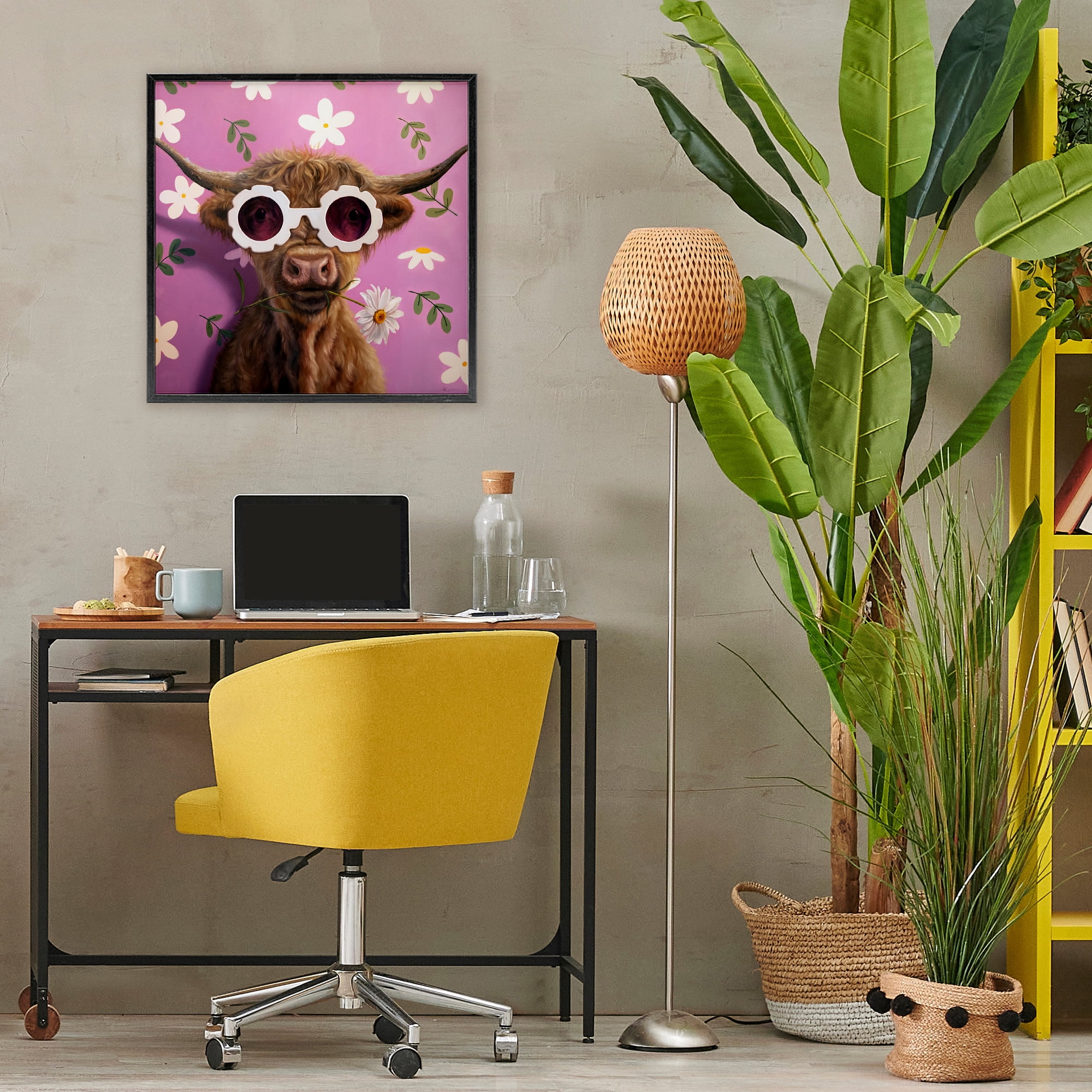 Stupell Industries Fresh As A Daisy Cattle Black Framed Giclee Art, design by Lucia Heffernan