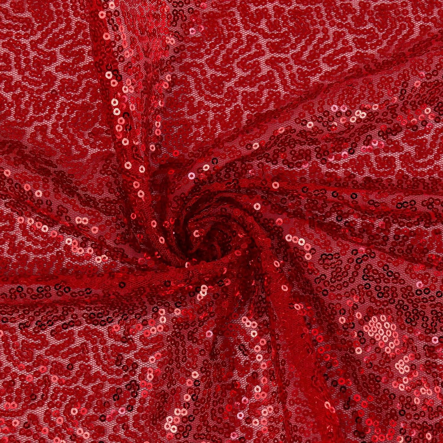 6 Pack Red Sequin Table Runners 12" x 72" Sparkle Sequin Table Cloths for Wedding Party Banquet Bridal Shower Decorations