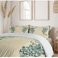 thumbnail image 6 of Ambesonne Beige Teal Duvet Cover Set, Vintage Peacock Bird, 2-Calking, Beige Teal, 6 of 7