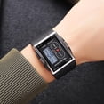 thumbnail image 4 of Fashion Men's Digital Analog Watches Square Face Sport Casual Dual Display Multifunctional Wristwatch for Men with Alarm Waterproof LED Luminous, 4 of 7