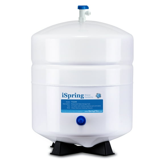 iSpring T32M Pressurized Water Storage Tank with with Ball Valve for Reverse Osmosis RO Systems, 4 Gallon