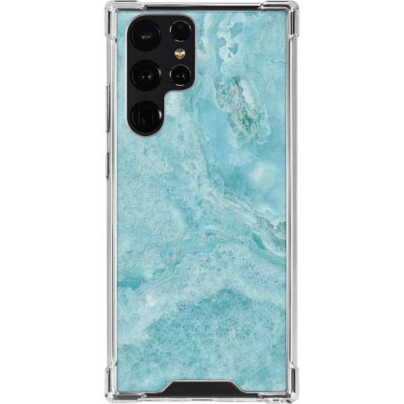 Skinit Marble Crystal Turquoise Galaxy S22 Ultra Clear Case
