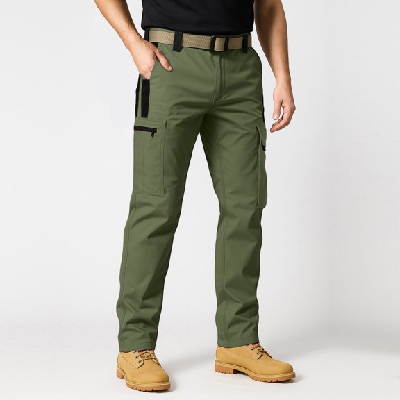 IYYVV Men's Pants Cargo Hiking Work Pants,Gusseted Crotch,Stretch Fabric,Lightweight,for Outdoor Activies Fishing and Travel Green XL