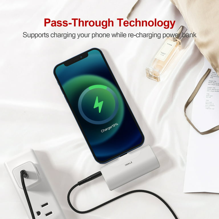 iWALK Power Bank Portable Phone Battery 4500mAh, Portable Phone Charger for  iphone 14/14 Plus/13/12, Unisex Gift Ideas, White