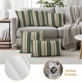 thumbnail image 6 of Green Brown Striped Outdoor Waterproof Pillow Covers, Modern Stripes Art Farmhouse Decorative Square Throw Pillowcase Sofa Cushion Sham for Patio/Couch/Chair, 20"x20" 2 Pack, 6 of 8
