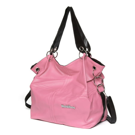 New Handbag Messenger Crossbody Bag Satchel PU Leather Travel Large For Women Lady ,Light Pink (Best Leather Crossbody Bags For Travel)