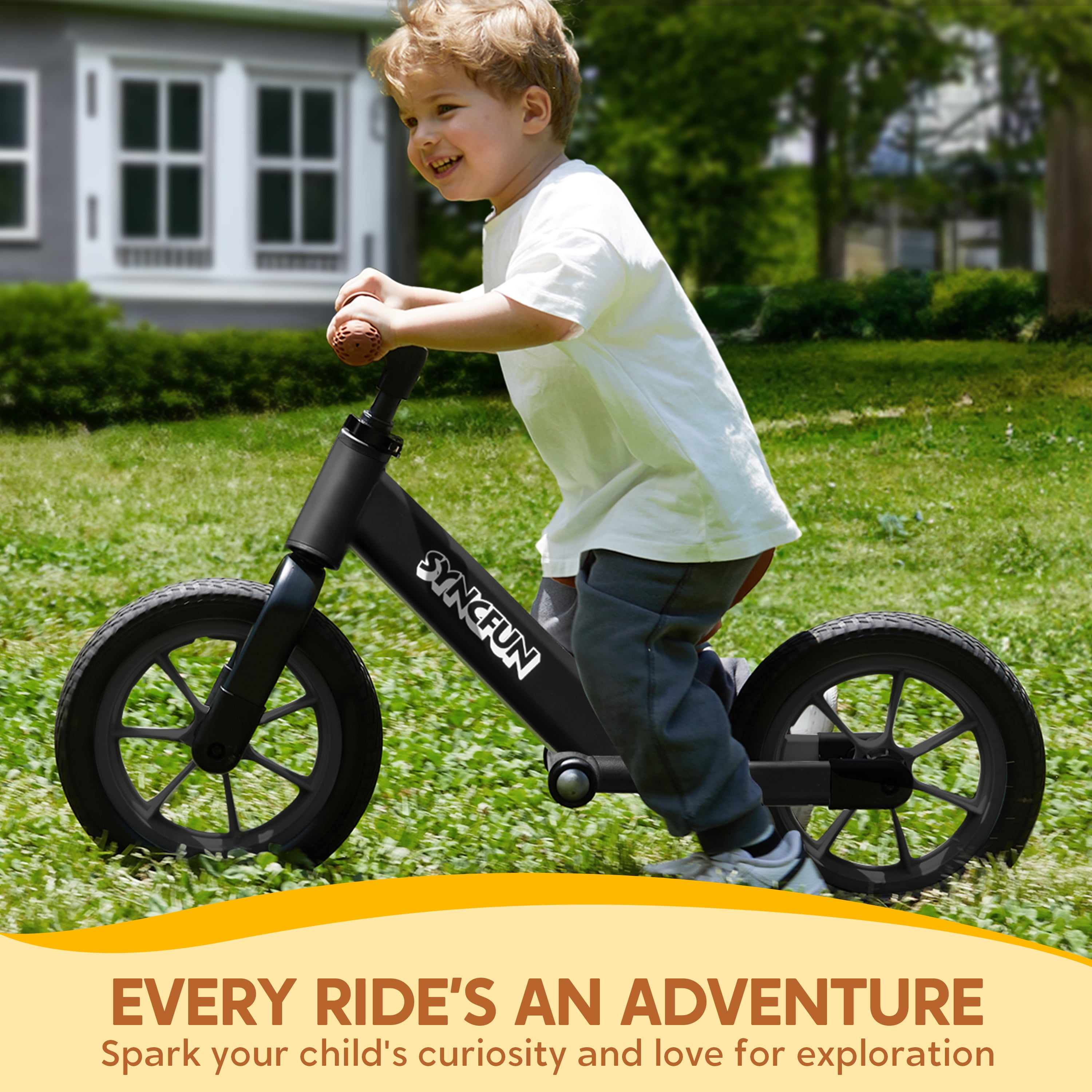 Syncfun Balance Bike, Lightweight Toddler Bike for 2 to 5 Years Kids No Pedal Riding Toys with 12" Anti-Skid Wheels, Boys & Girls Gifts, Black